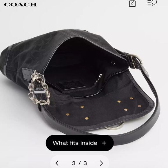 Coach Flap Duffle Monogram Canvas Leather Studding Black Shoulder Handbag Purse - Picture 7 of 12